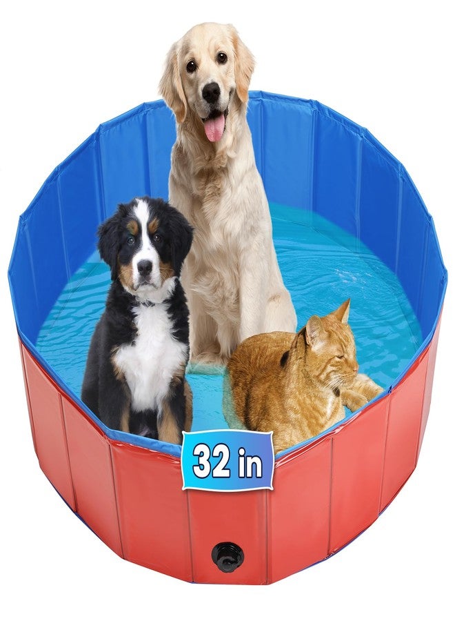 AMGSH Dog Whelping Box, Foldable Birthing Pool for Dogs, Whelping Pool for Puppies, Poartable Plastic Swimming Pool & Bath Tub for Dogs, Red (Red, 31.5” Dia. × 7.9” H (80cm × 20cm)) - Image 1
